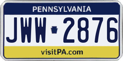 PA license plate JWW2876
