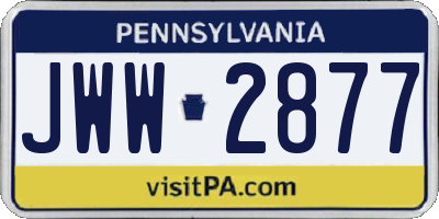 PA license plate JWW2877
