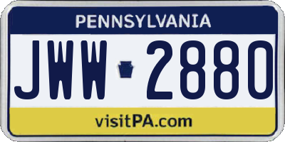 PA license plate JWW2880
