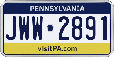 PA license plate JWW2891