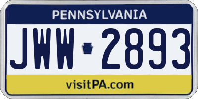 PA license plate JWW2893
