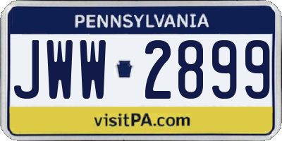 PA license plate JWW2899
