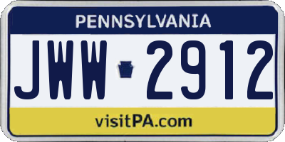 PA license plate JWW2912