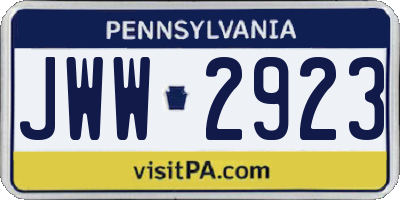 PA license plate JWW2923