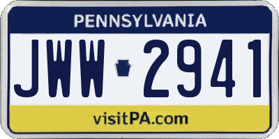 PA license plate JWW2941