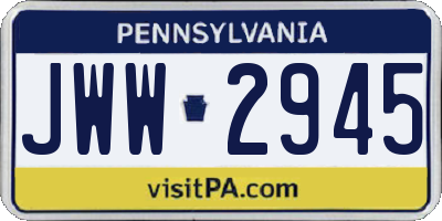PA license plate JWW2945