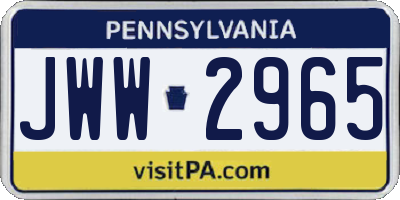 PA license plate JWW2965