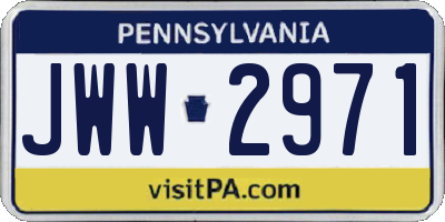 PA license plate JWW2971