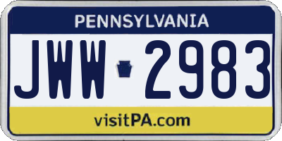 PA license plate JWW2983