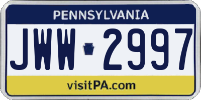 PA license plate JWW2997
