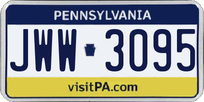 PA license plate JWW3095