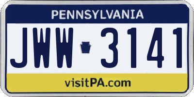 PA license plate JWW3141