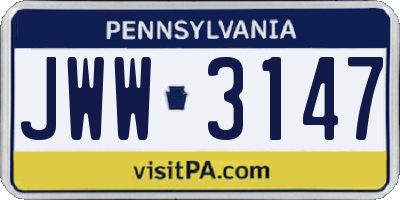 PA license plate JWW3147
