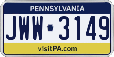 PA license plate JWW3149
