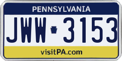 PA license plate JWW3153
