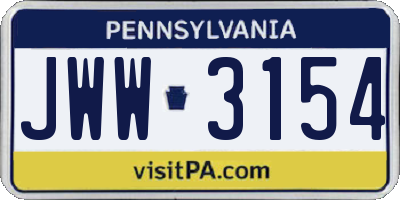 PA license plate JWW3154