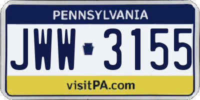 PA license plate JWW3155