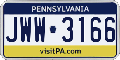 PA license plate JWW3166
