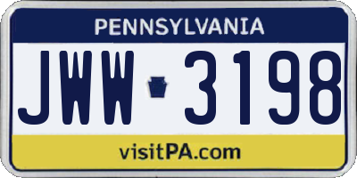 PA license plate JWW3198
