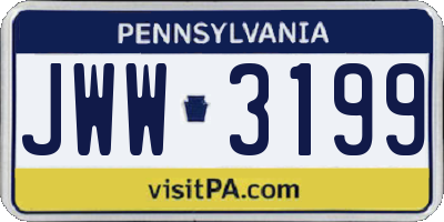 PA license plate JWW3199