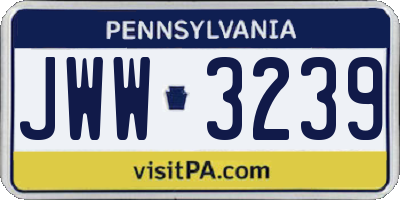 PA license plate JWW3239