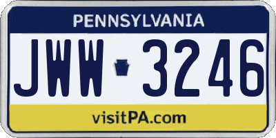 PA license plate JWW3246