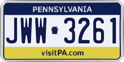 PA license plate JWW3261