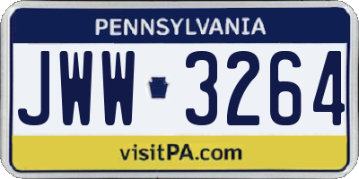 PA license plate JWW3264