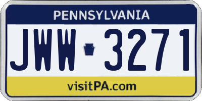 PA license plate JWW3271