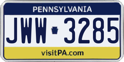 PA license plate JWW3285