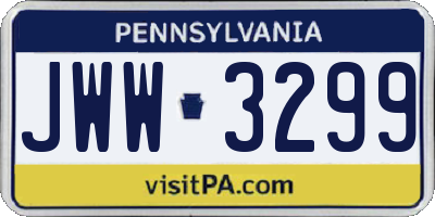 PA license plate JWW3299