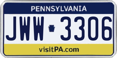 PA license plate JWW3306