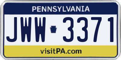 PA license plate JWW3371