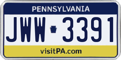 PA license plate JWW3391
