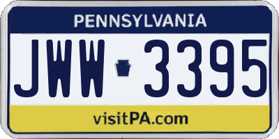 PA license plate JWW3395