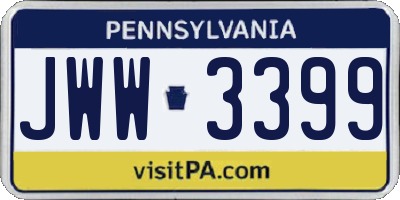 PA license plate JWW3399