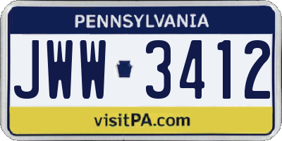 PA license plate JWW3412
