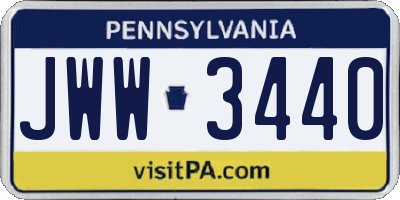 PA license plate JWW3440