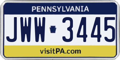 PA license plate JWW3445