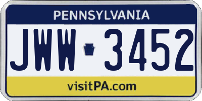 PA license plate JWW3452
