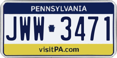PA license plate JWW3471