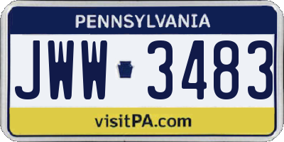 PA license plate JWW3483