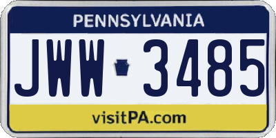 PA license plate JWW3485