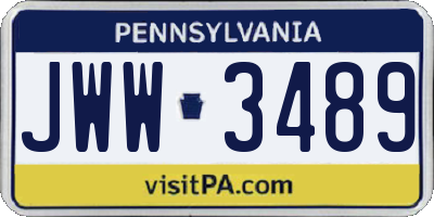 PA license plate JWW3489