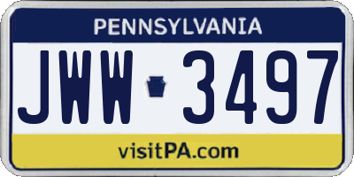 PA license plate JWW3497