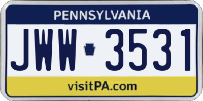 PA license plate JWW3531