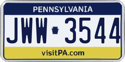 PA license plate JWW3544
