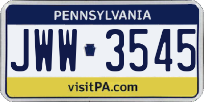 PA license plate JWW3545