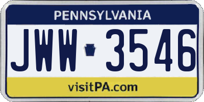 PA license plate JWW3546