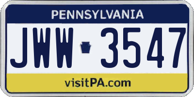 PA license plate JWW3547